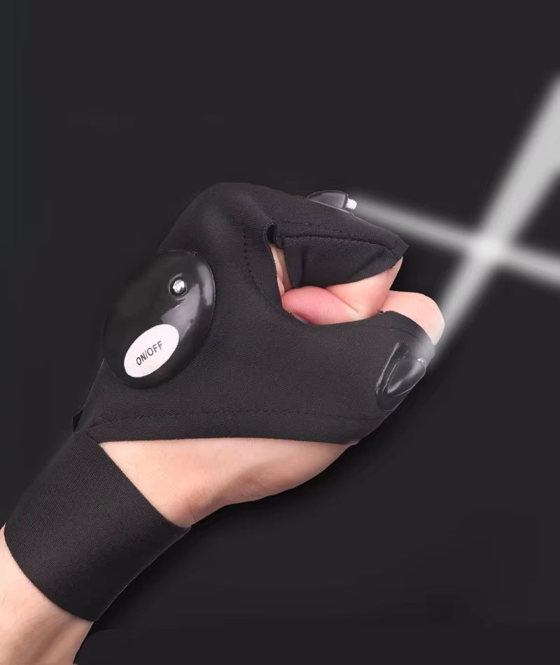 LED Flashlight Fishing Strap Fingerless Gloves Waterproof Cycling Camping Hiking Rescue Glove Lamp Lighting Gloves