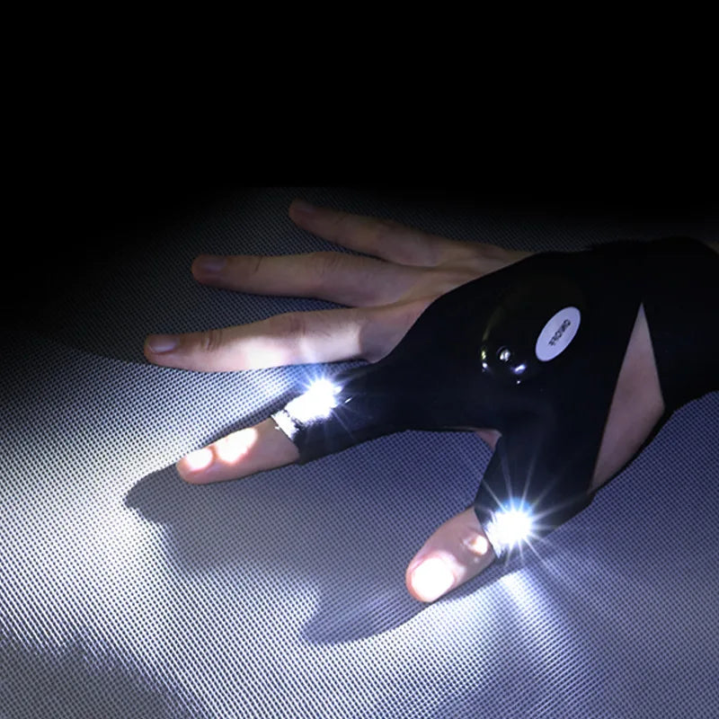 LED Flashlight Fishing Strap Fingerless Gloves Waterproof Cycling Camping Hiking Rescue Glove Lamp Lighting Gloves